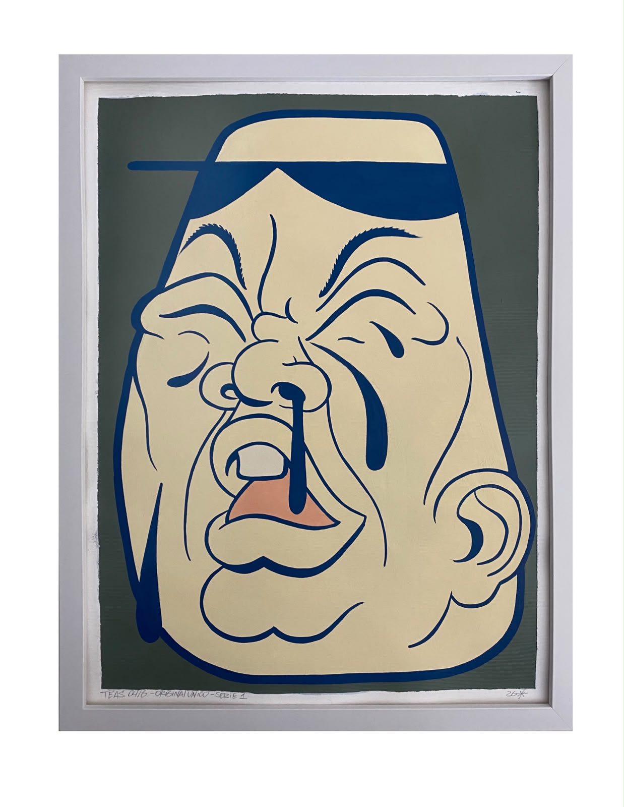 Claro — retrato en acrílico sobre lienzo de TEAS, 90 × 70 cm