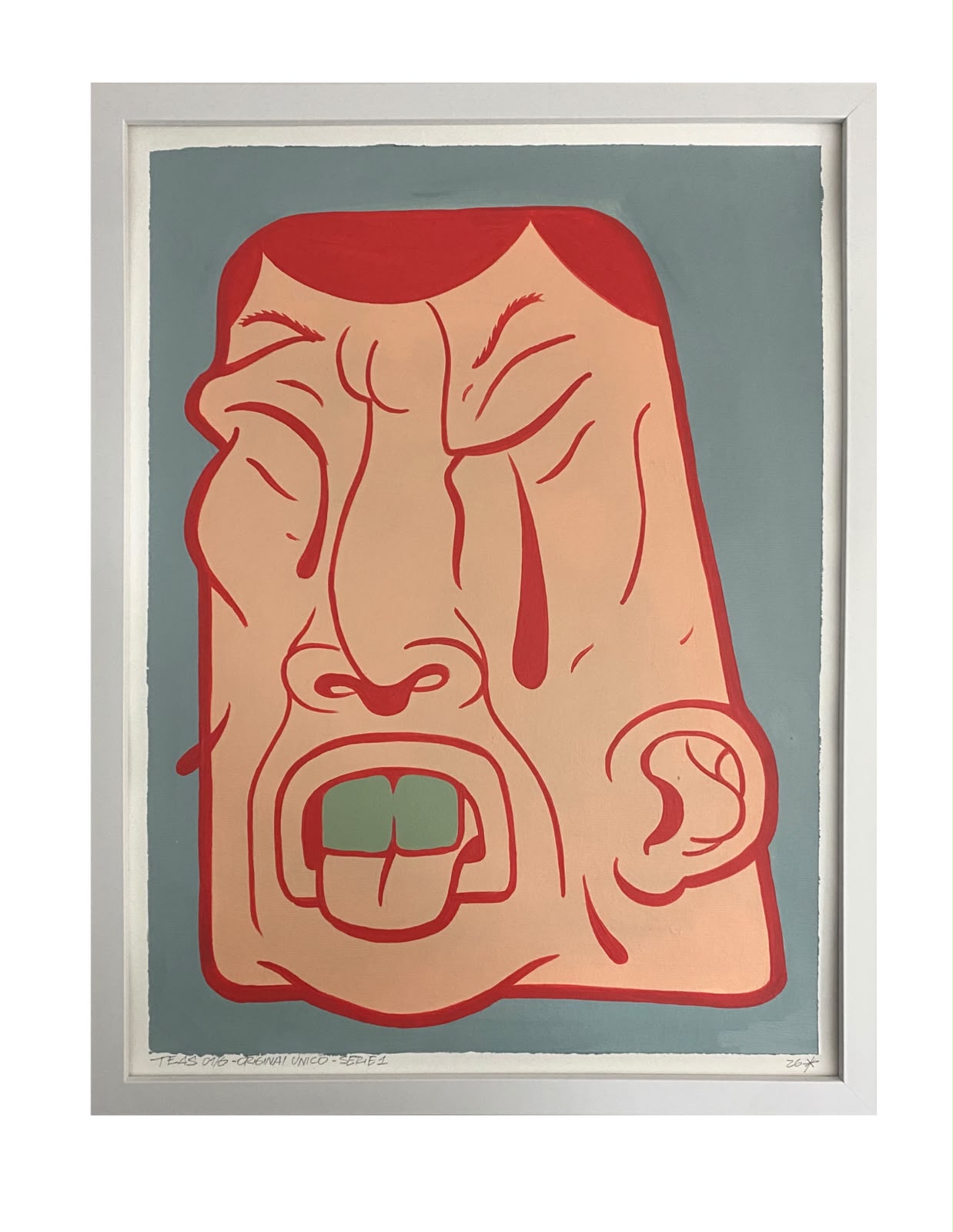 Rojo — retrato expresivo en acrílico sobre lienzo de TEAS, 100 × 80 cm